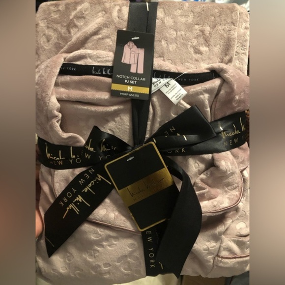 Nicole Miller New York plush mauve notch collar 2pc loungewear pajama set size M - Picture 1 of 13